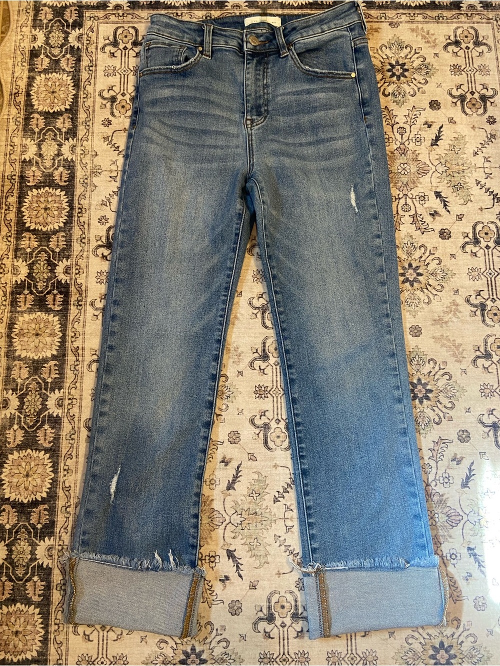 RISEN JEANS Elevated Easr High Rise Cuffed Slim Straight Leg Jeans Womens 7/28